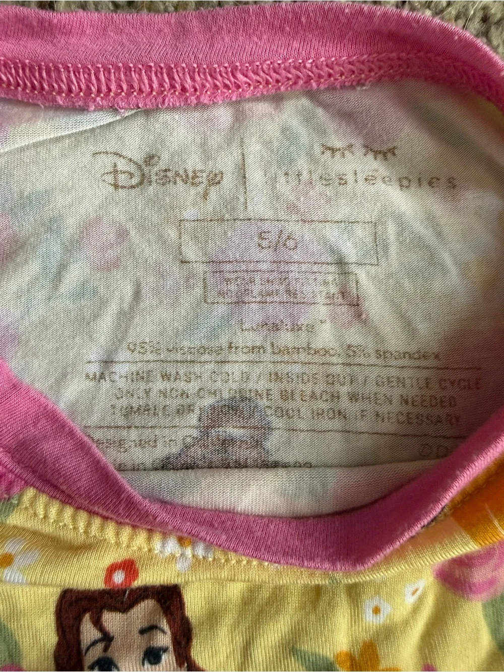 Little Sleepies x Disney Princess Belle Pajamas Beauty and the Beast Yellow 5/6